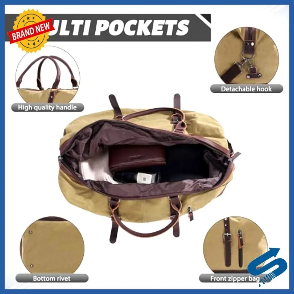 Large Canvas Weekender Duffle Bag Travel Gym Tote Carry On Versatile